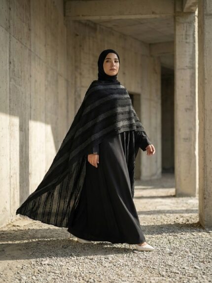 عبايه غريد 🖤✨  (( عبايه وتحتها بيزك مفتوحه نظام طولي او شال ))